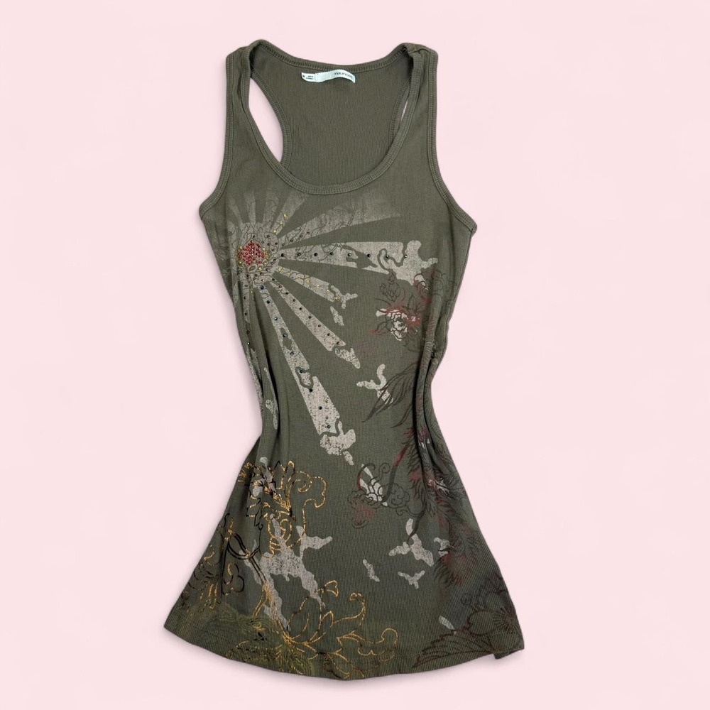 Vintage y2k Maurice's green fairy grunge print tank top